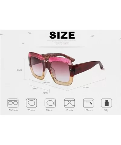 Oversized Square Woman Sunglasses Vintage Men Eyewear Luxury Retro Plastic Sun Glasses - Red/Gradual Gray - CO18D7HOHN0 $7.62...