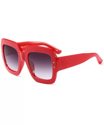 Oversized Square Woman Sunglasses Vintage Men Eyewear Luxury Retro Plastic Sun Glasses - Red/Gradual Gray - CO18D7HOHN0 $7.62...