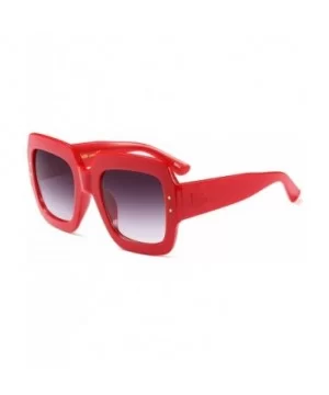 Oversized Square Woman Sunglasses Vintage Men Eyewear Luxury Retro Plastic Sun Glasses - Red/Gradual Gray - CO18D7HOHN0 $7.62...