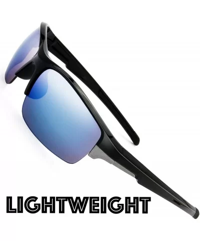 Half Frame Sports Sunglasses for Men Women Baseball Cycling Running - S606-shiny Black - CX18EMNDSCY $15.71 Rimless