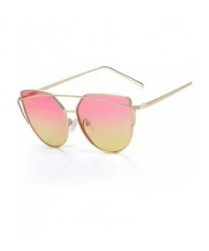 Cat Eye Sunglasses Women Designer Mirror Flat Rose Gold Vintage Metal Reflective Female Oculos Gafas - C5 - C4198AHN2N3 $20.5...