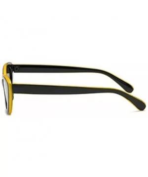 Men and women Oval Sunglasses Fashion Simple Sunglasses Retro glasses - Yellow Black - CH18LISAUD5 $7.40 Oval