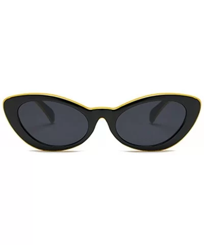 Men and women Oval Sunglasses Fashion Simple Sunglasses Retro glasses - Yellow Black - CH18LISAUD5 $7.40 Oval