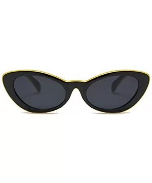 Men and women Oval Sunglasses Fashion Simple Sunglasses Retro glasses - Yellow Black - CH18LISAUD5 $7.40 Oval