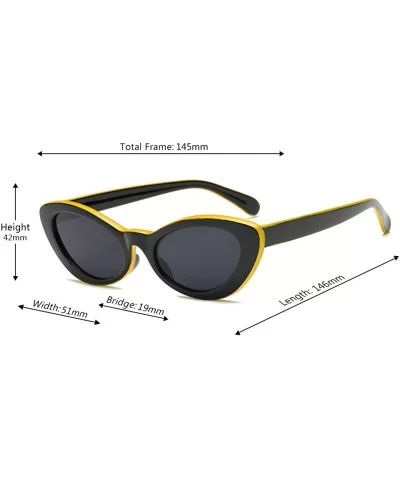 Men and women Oval Sunglasses Fashion Simple Sunglasses Retro glasses - Yellow Black - CH18LISAUD5 $7.40 Oval