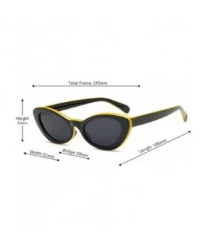 Men and women Oval Sunglasses Fashion Simple Sunglasses Retro glasses - Yellow Black - CH18LISAUD5 $7.40 Oval