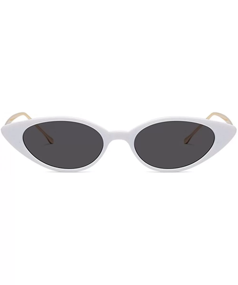 Cateye Metal Frame Lady Sunglass - White/Grey - CE18DWNOHR4 $7.96 Oval