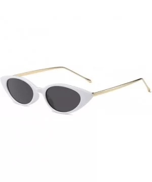 Cateye Metal Frame Lady Sunglass - White/Grey - CE18DWNOHR4 $7.96 Oval