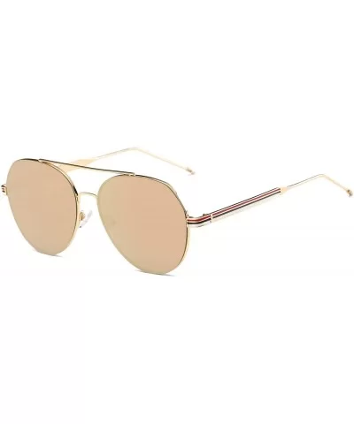 Unisex Classic Mirrored Aviator Fashion Sunglasses - Peach - CD18WR9RDYK $18.98 Aviator