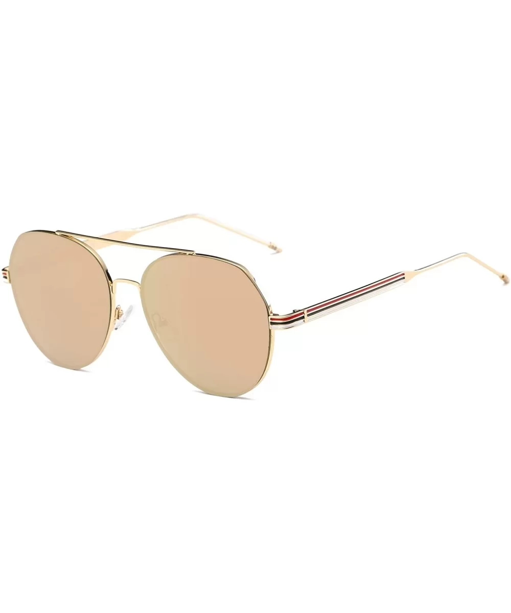 Unisex Classic Mirrored Aviator Fashion Sunglasses - Peach - CD18WR9RDYK $18.98 Aviator