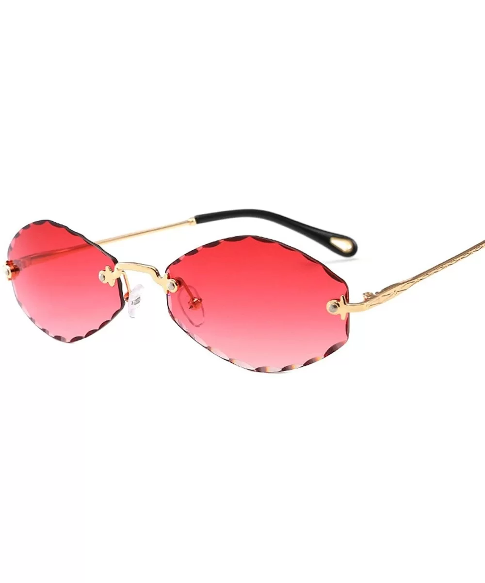 Classic style Frame less Oval Sunglasses for Women Metal PC UV400 Sunglasses - Red(gradient) - C918SARS7SX $15.52 Sport