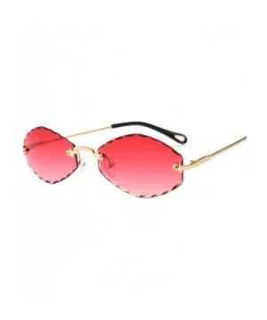 Classic style Frame less Oval Sunglasses for Women Metal PC UV400 Sunglasses - Red(gradient) - C918SARS7SX $15.52 Sport