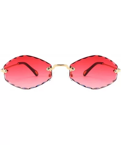 Classic style Frame less Oval Sunglasses for Women Metal PC UV400 Sunglasses - Red(gradient) - C918SARS7SX $15.52 Sport