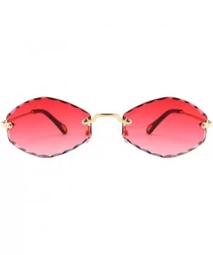 Classic style Frame less Oval Sunglasses for Women Metal PC UV400 Sunglasses - Red(gradient) - C918SARS7SX $15.52 Sport