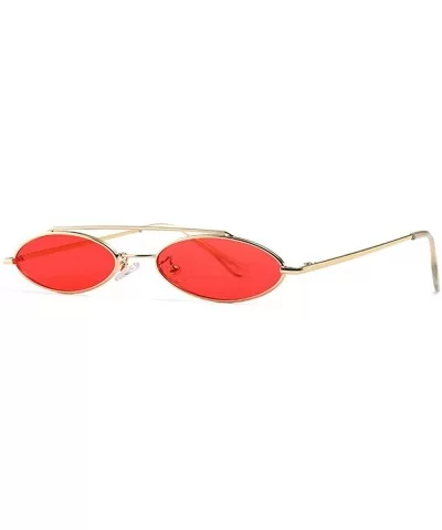 punk Small Oval Sunglasses Metal Frame Fashion Vintage HD Clear Lens Sunglasses - Red - C418CRNA77E $10.38 Oval