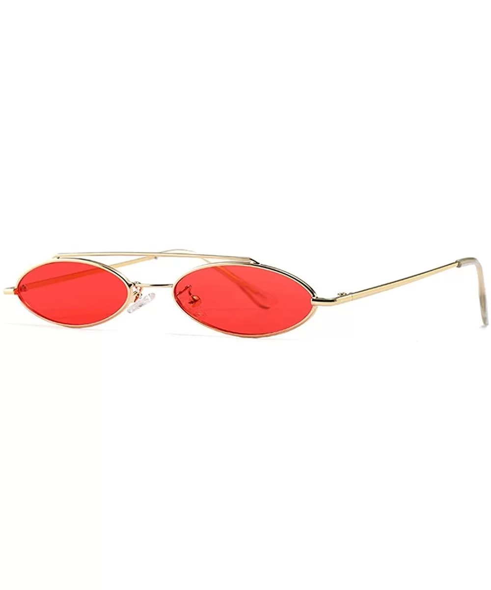 punk Small Oval Sunglasses Metal Frame Fashion Vintage HD Clear Lens Sunglasses - Red - C418CRNA77E $10.38 Oval