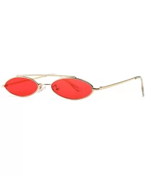 punk Small Oval Sunglasses Metal Frame Fashion Vintage HD Clear Lens Sunglasses - Red - C418CRNA77E $10.38 Oval