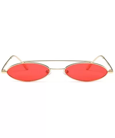 punk Small Oval Sunglasses Metal Frame Fashion Vintage HD Clear Lens Sunglasses - Red - C418CRNA77E $10.38 Oval