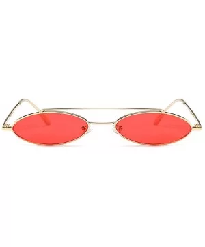 punk Small Oval Sunglasses Metal Frame Fashion Vintage HD Clear Lens Sunglasses - Red - C418CRNA77E $10.38 Oval