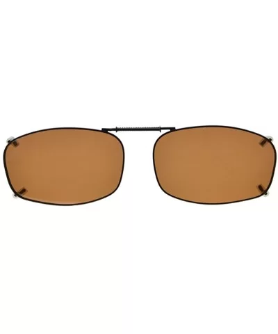 Metal Frame Rim Polarized Lens Clip On Sunglasses 2 1/16"x1 3/8" - C68-brown - CX182DYIKXL $8.37 Rectangular