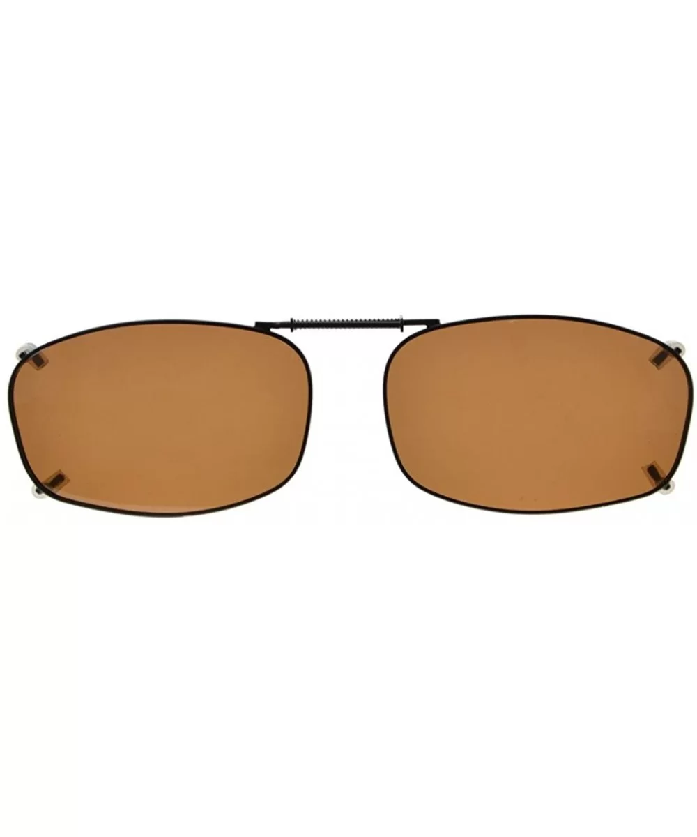 Metal Frame Rim Polarized Lens Clip On Sunglasses 2 1/16"x1 3/8" - C68-brown - CX182DYIKXL $8.37 Rectangular