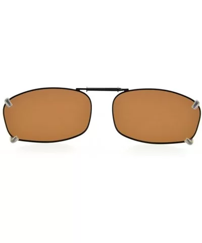 Metal Frame Rim Polarized Lens Clip On Sunglasses 2 1/16"x1 3/8" - C68-brown - CX182DYIKXL $8.37 Rectangular