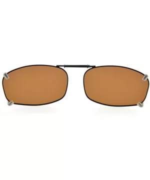 Metal Frame Rim Polarized Lens Clip On Sunglasses 2 1/16"x1 3/8" - C68-brown - CX182DYIKXL $8.37 Rectangular