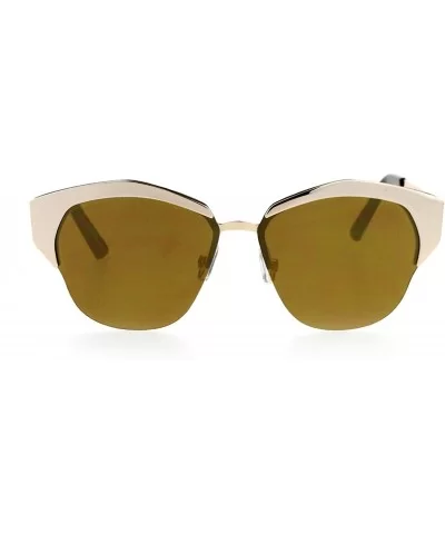 Retro Chic Sunglasses Womens Fashion Half Rim Flat Frame Flat Lens - Gold (Gold Mirror) - CN188QLM59R $9.64 Butterfly