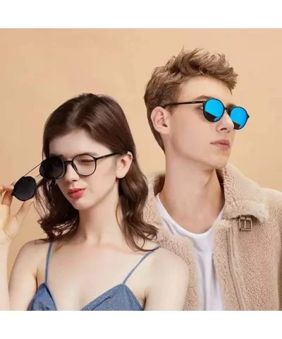 Magnetic Sunglasses Clip on for Men & Women UV400 Polarized Retro Round Anti-glare Clear Eyeglasses - CX19242I243 $15.79 Aviator