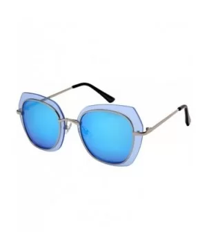 Floating Irregular Shaped Sunglasses w/Color Lens 3163-FLRV - Silver+blue - CO186H687SO $8.96 Shield