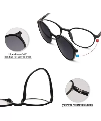 Magnetic Sunglasses Clip on for Men & Women UV400 Polarized Retro Round Anti-glare Clear Eyeglasses - CX19242I243 $15.79 Aviator