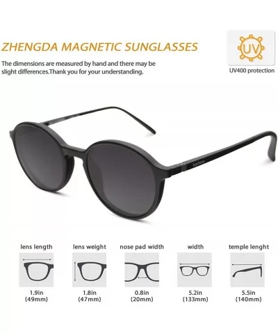 Magnetic Sunglasses Clip on for Men & Women UV400 Polarized Retro Round Anti-glare Clear Eyeglasses - CX19242I243 $15.79 Aviator