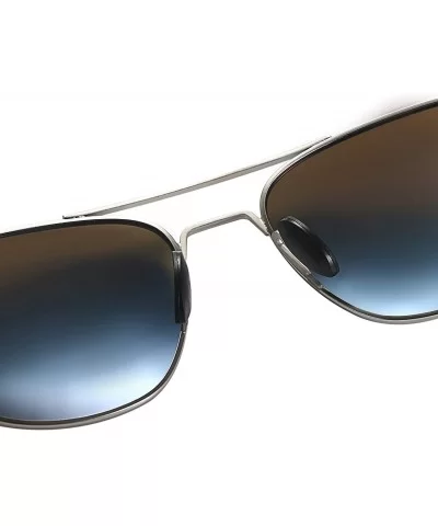 Mens Aviator Sunglasses Polarized Pilot Military Square Shades with Bayonet Temples - Blue - CQ1938M94D9 $12.34 Oversized