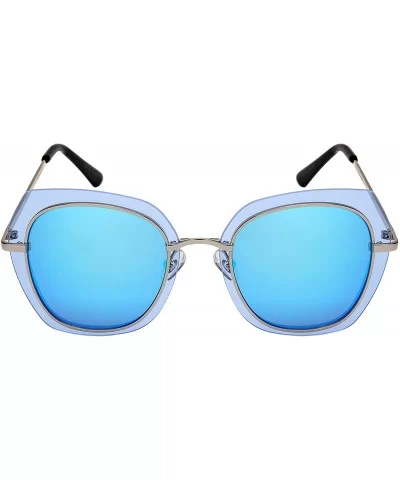 Floating Irregular Shaped Sunglasses w/Color Lens 3163-FLRV - Silver+blue - CO186H687SO $8.96 Shield