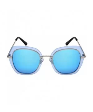 Floating Irregular Shaped Sunglasses w/Color Lens 3163-FLRV - Silver+blue - CO186H687SO $8.96 Shield