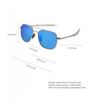 Mens Aviator Sunglasses Polarized Pilot Military Square Shades with Bayonet Temples - Blue - CQ1938M94D9 $12.34 Oversized