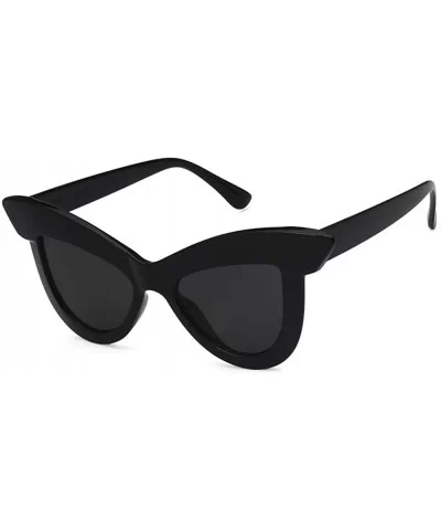 Oversized Cat Eye Frame UV400 Womens Sunglasses - Black Fashion Trend Eyewear - Black - C718SGWH4YK $7.09 Cat Eye