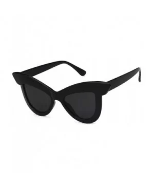 Oversized Cat Eye Frame UV400 Womens Sunglasses - Black Fashion Trend Eyewear - Black - C718SGWH4YK $7.09 Cat Eye