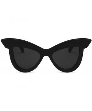 Oversized Cat Eye Frame UV400 Womens Sunglasses - Black Fashion Trend Eyewear - Black - C718SGWH4YK $7.09 Cat Eye