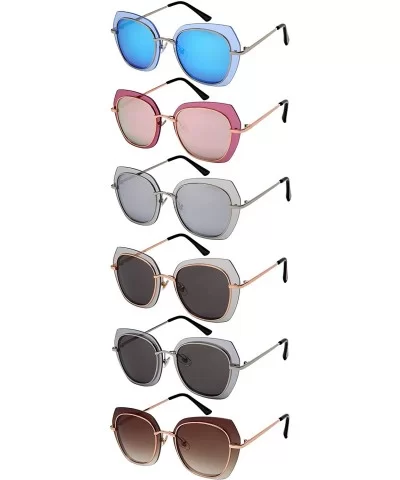 Floating Irregular Shaped Sunglasses w/Color Lens 3163-FLRV - Silver+blue - CO186H687SO $8.96 Shield