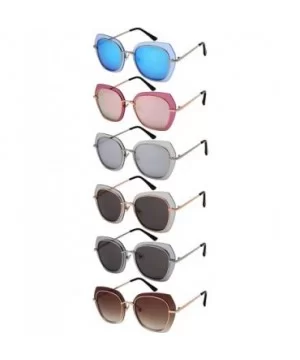 Floating Irregular Shaped Sunglasses w/Color Lens 3163-FLRV - Silver+blue - CO186H687SO $8.96 Shield