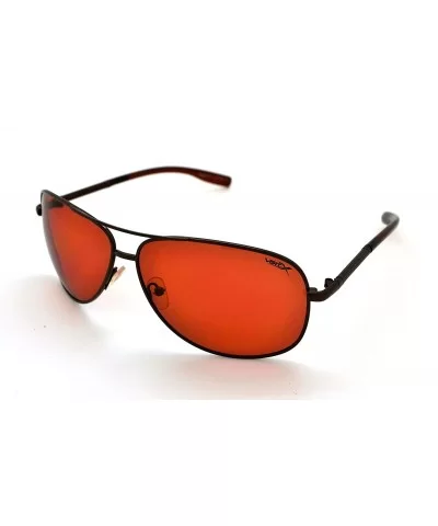 Mens & Womens Aviator High-Definition Sunglasses w/FREE Microfiber Pouch - Brown - CO12KWOV9EL $6.55 Rectangular