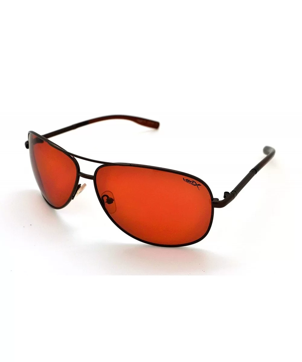 Mens & Womens Aviator High-Definition Sunglasses w/FREE Microfiber Pouch - Brown - CO12KWOV9EL $6.55 Rectangular