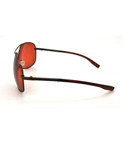 Mens & Womens Aviator High-Definition Sunglasses w/FREE Microfiber Pouch - Brown - CO12KWOV9EL $6.55 Rectangular