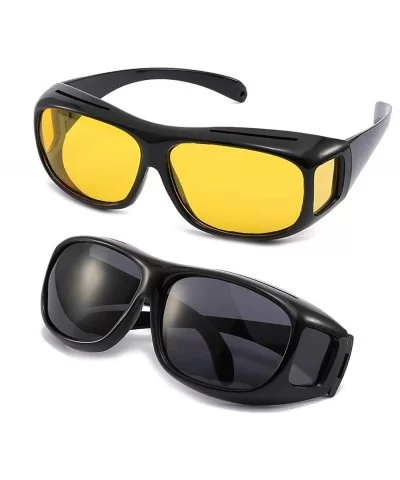 2Packs Unisex HD Day Night Driving UV400 Sunglasses Fit over Glasses Anti Glare - CX18GDQM364 $18.74 Goggle