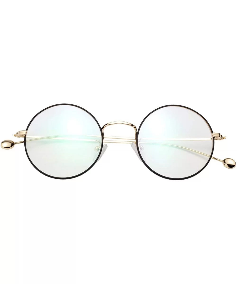 Glasses Clear Oversized Eyelasses Anti Blue - Black-gold - CR18SXN9NK2 $12.19 Round