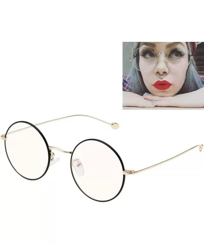 Glasses Clear Oversized Eyelasses Anti Blue - Black-gold - CR18SXN9NK2 $12.19 Round