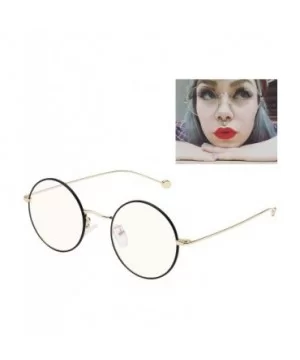 Glasses Clear Oversized Eyelasses Anti Blue - Black-gold - CR18SXN9NK2 $12.19 Round