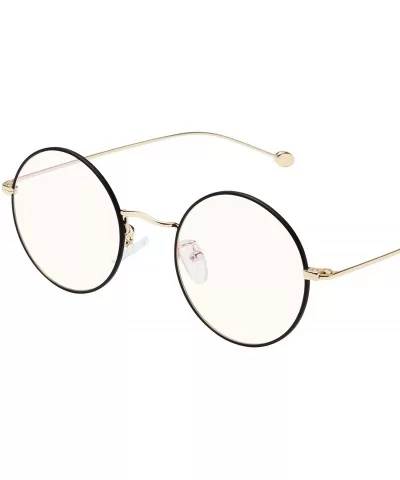 Glasses Clear Oversized Eyelasses Anti Blue - Black-gold - CR18SXN9NK2 $12.19 Round