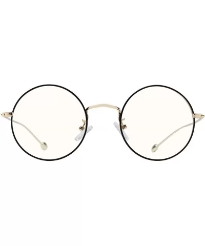 Glasses Clear Oversized Eyelasses Anti Blue - Black-gold - CR18SXN9NK2 $12.19 Round